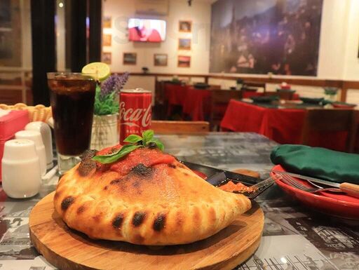 Aroma Italia calzone served in the restaurant